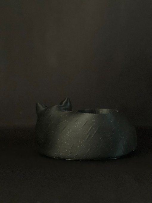 Chat "boule" - pot pour mini plante