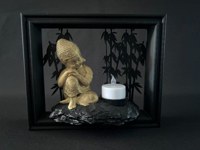 Cadre Buddha tealight-bambou